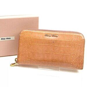 miumiu Wallet Purse Long Wallet Pink Gold Woman Authentic Used